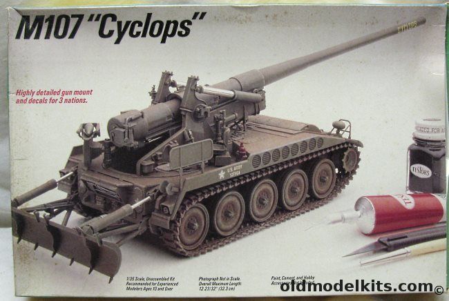 Testors 1/35 M107 Cyclops - Mad Dog US Army Heavy Gun - with USA / Germany / Great Britain Decals, 791 plastic model kit